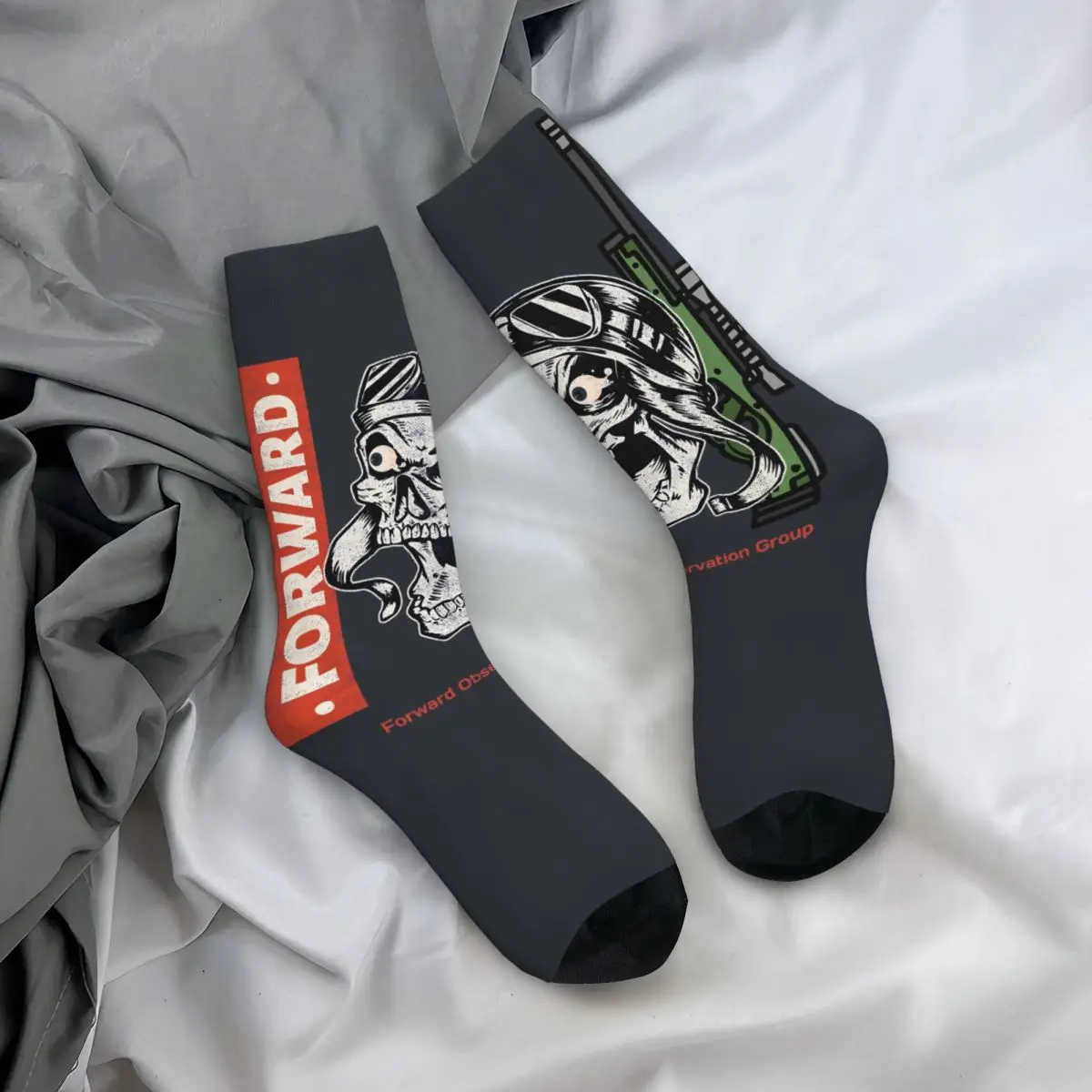 Hip Hop Retro Gun Skull Crazy Men's compression Socks Unisex Forward Group Harajuku Printed Funny Novelty Happy Crew Sock