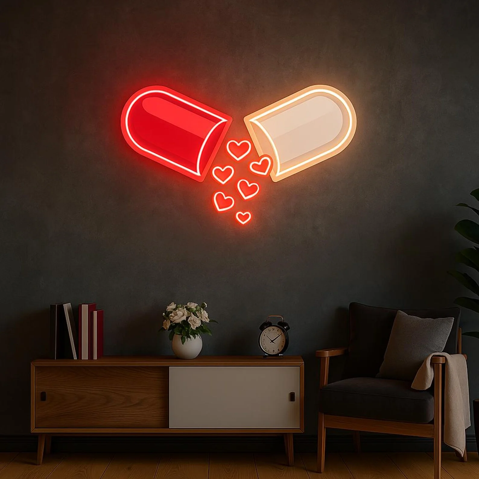 

Heart Pill Neon Sign, LED Wall Art for Couples, Valentine Gift, Love Decor, UV Printed Acrylic Neon Sign