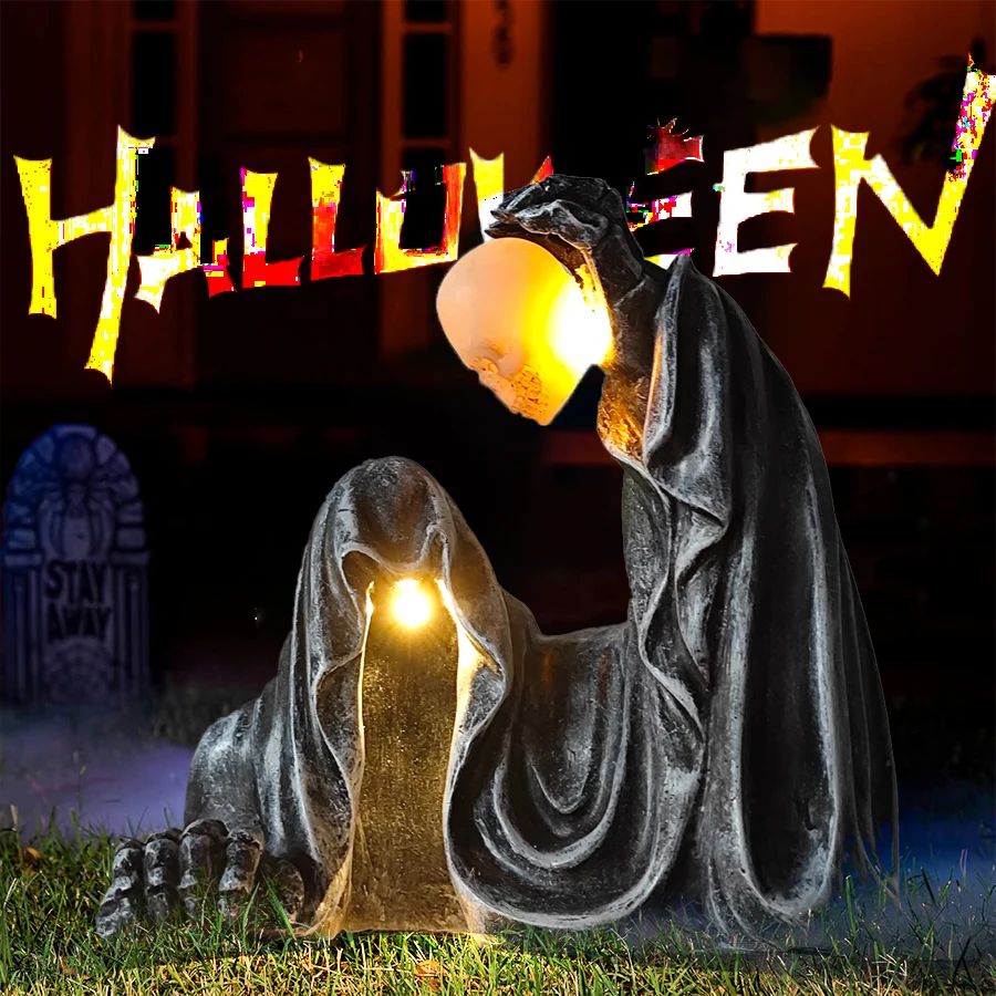 

Halloween Black Grim Reaper Solar Voldemort Resin Ornaments Outdoor Courtyard Ambience Creative Arts and Crafts Ambience Lights