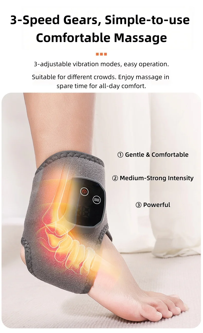 Heated Vibration Massage Bracelet 1100mAh Rechargeable Type‑C Heating Massager for Wrist Ankle Joint Pain Relief