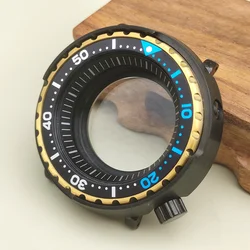 Black-Gold Seiko Tuna Canned Replace Watch Cases fits NH35 NH36 4R Movement Transparent case back  30ATM Resistance men's Case
