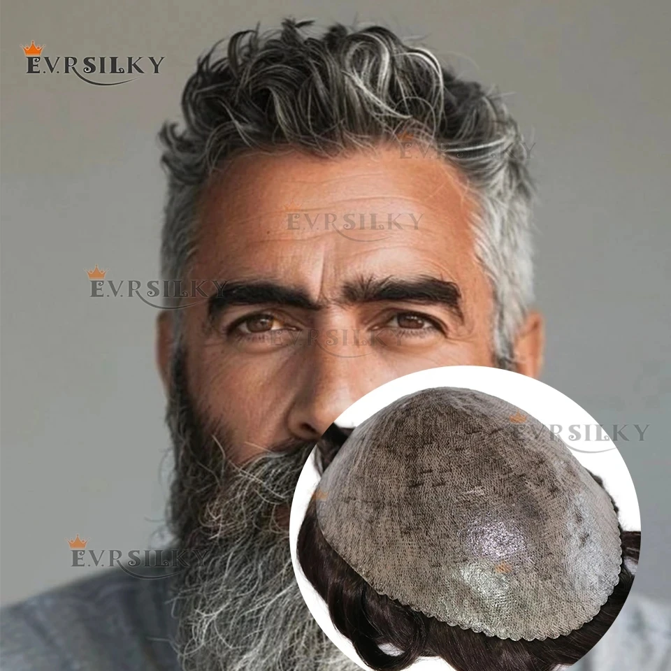 

30 мм волнистый серый 1B40 1B65 мужской парик супер прочный микрокожа тонкая кожа натуральная линия волос коричневый черный человеческие волосы капиллярные протезы