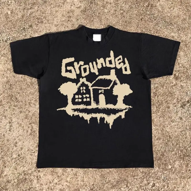 

Летняя хлопковая футболка с короткими рукавами и буквенным принтом в американском стиле ретро для мужчин и женщин, топ с круглым вырезом для пар, Tide