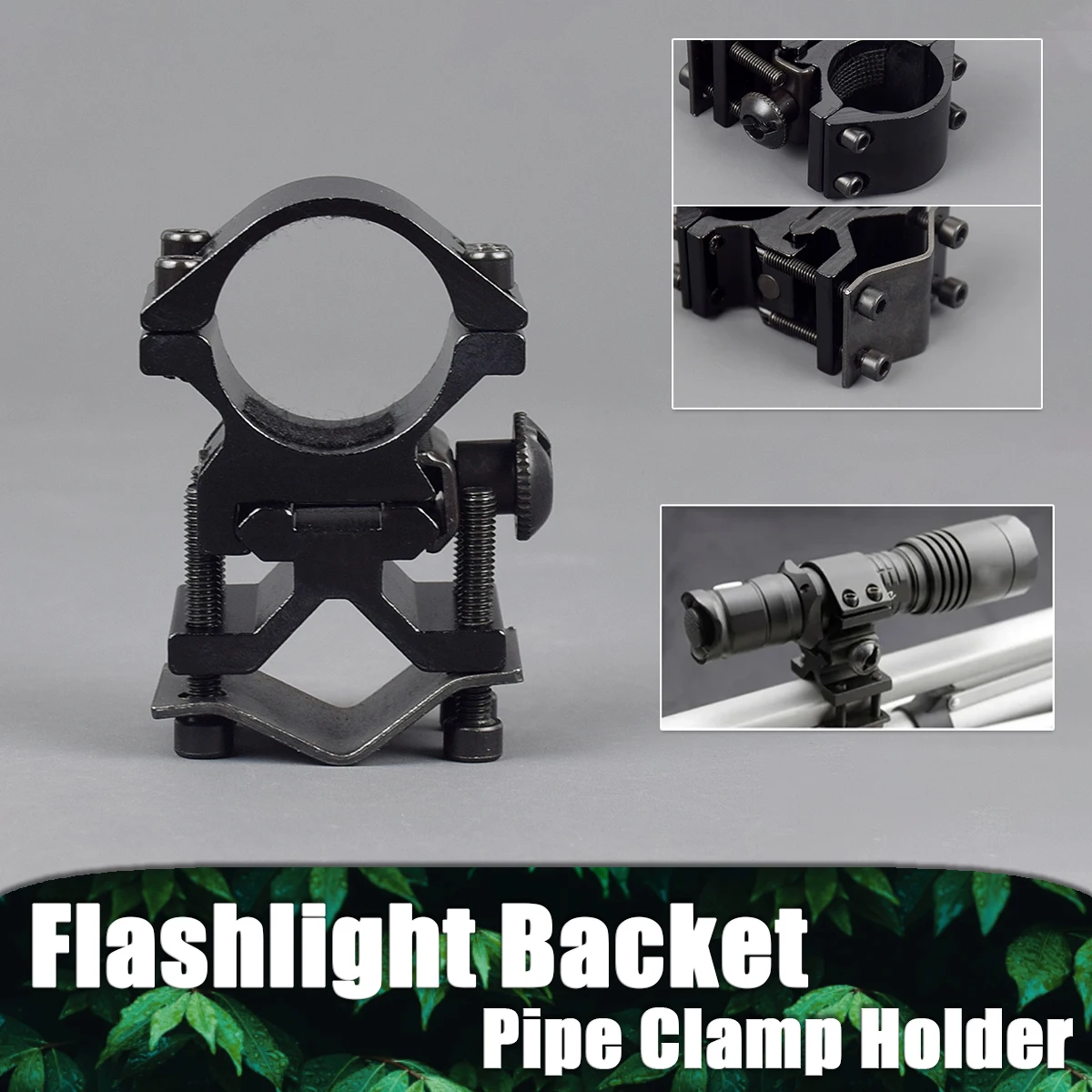 Tactical Universal Flashlight Bracket Pipe Clamp Metal Adjustable 14-30mm Round Pipe Adapter Laser Clip Ar 15 Rifle Accessroies