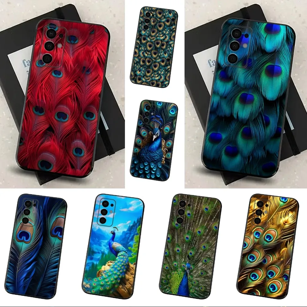 

P-Peacock F-Feathers Phone Case For Samsung Galaxy A91,A80,A73,A72 ,A71,A53A52,A32 ,A31A22,A21s,A20,Black Cover