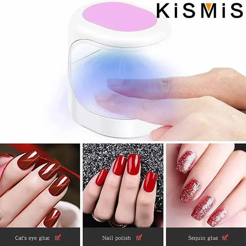 Mini LED UV Nail Dryer - Single Finger Gel Polish Dryer, Portable Nail Tool for Quick Drying, KISMIS