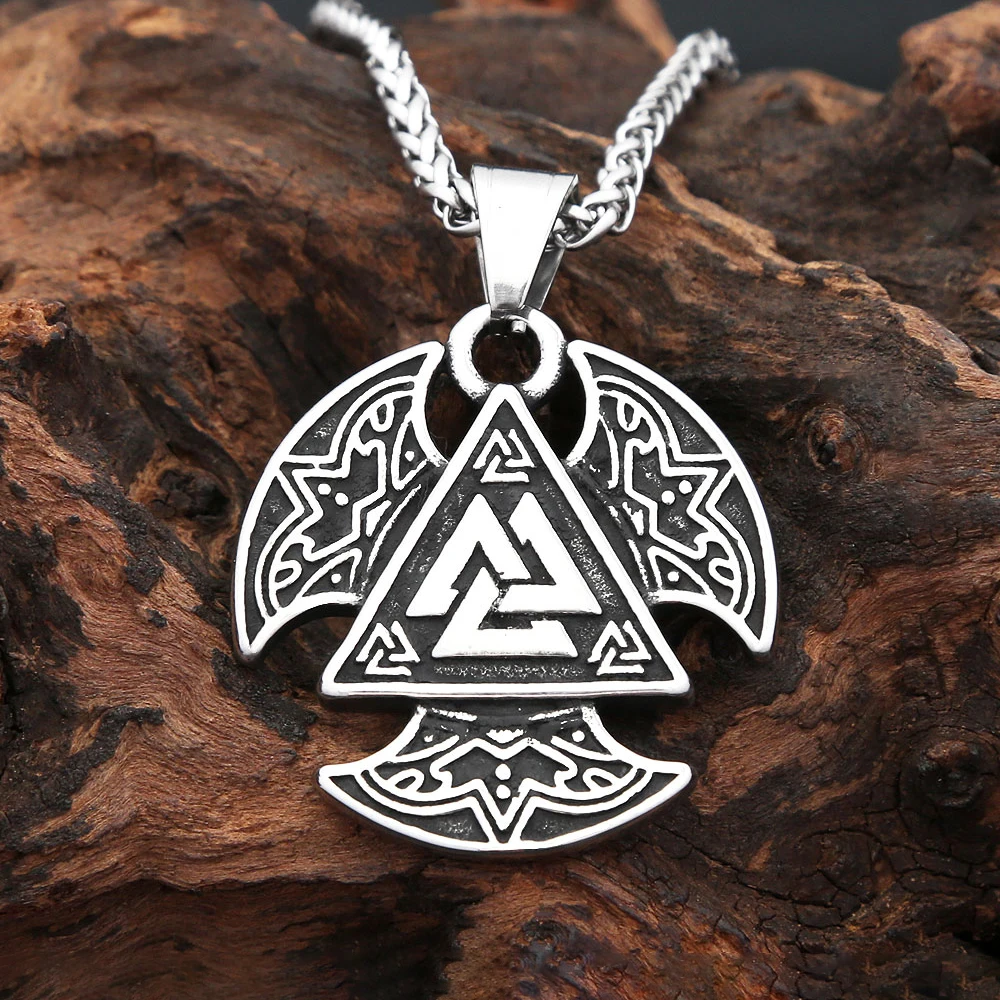 New Vikings Triangle Celtic Knot Pendant Necklace For Men Women Fashion Stainless Steel Nordic Valknut Necklaces Amulet Jewelry