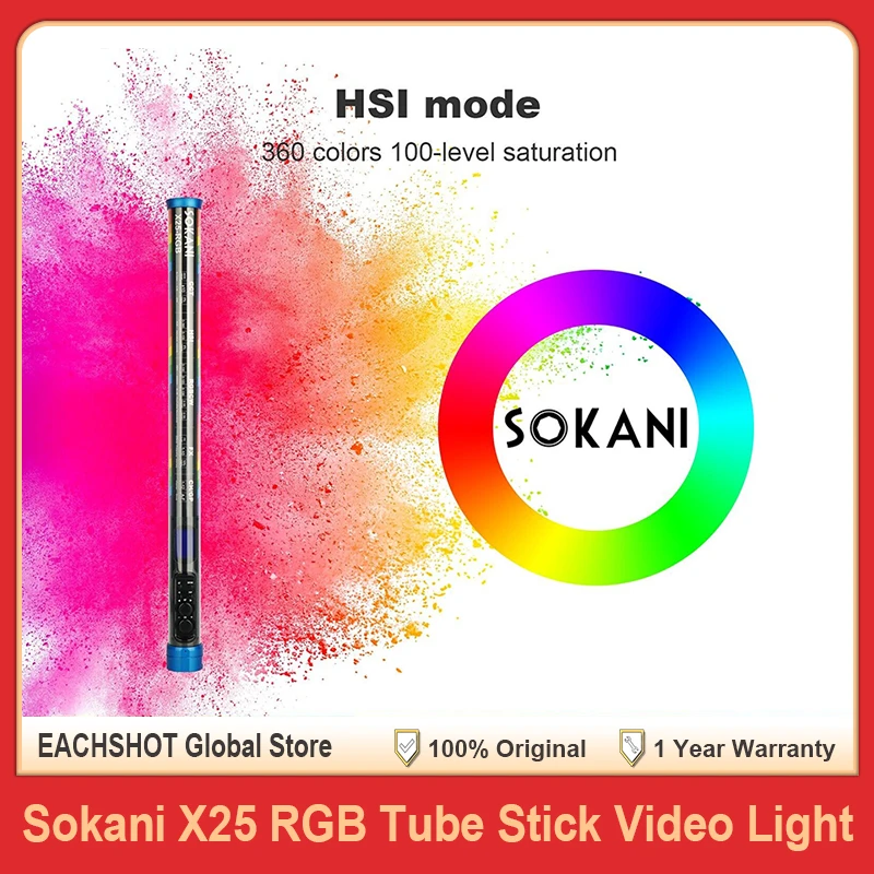 Sokani X25 RGB Bi-Color LED Video Light Wand Handheld Stick with APP Control for Video Photography Lighting for YouTube Tiktok