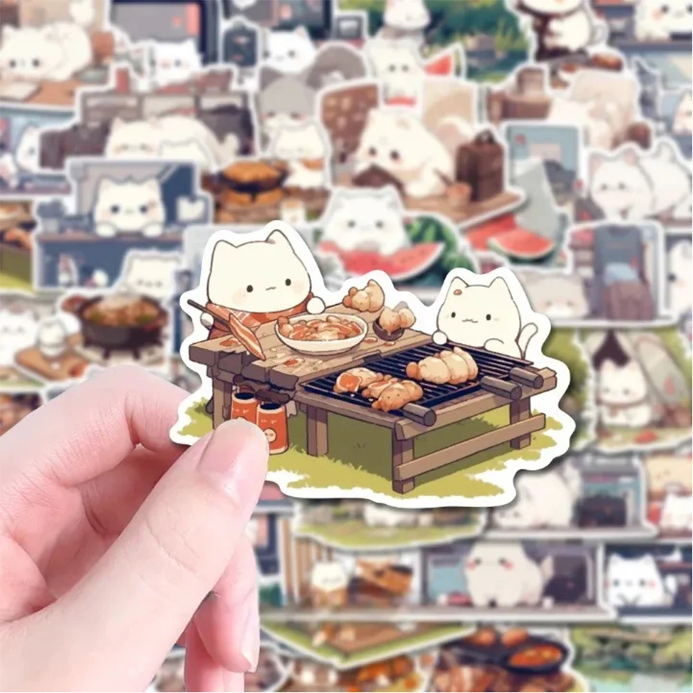 10/30/54pcs Cute Funny Animal Cat Aesthetic Stickers Cartoon Decals Notebook Laptop Phone Luggage Wall Sticker Kids Classic Toys