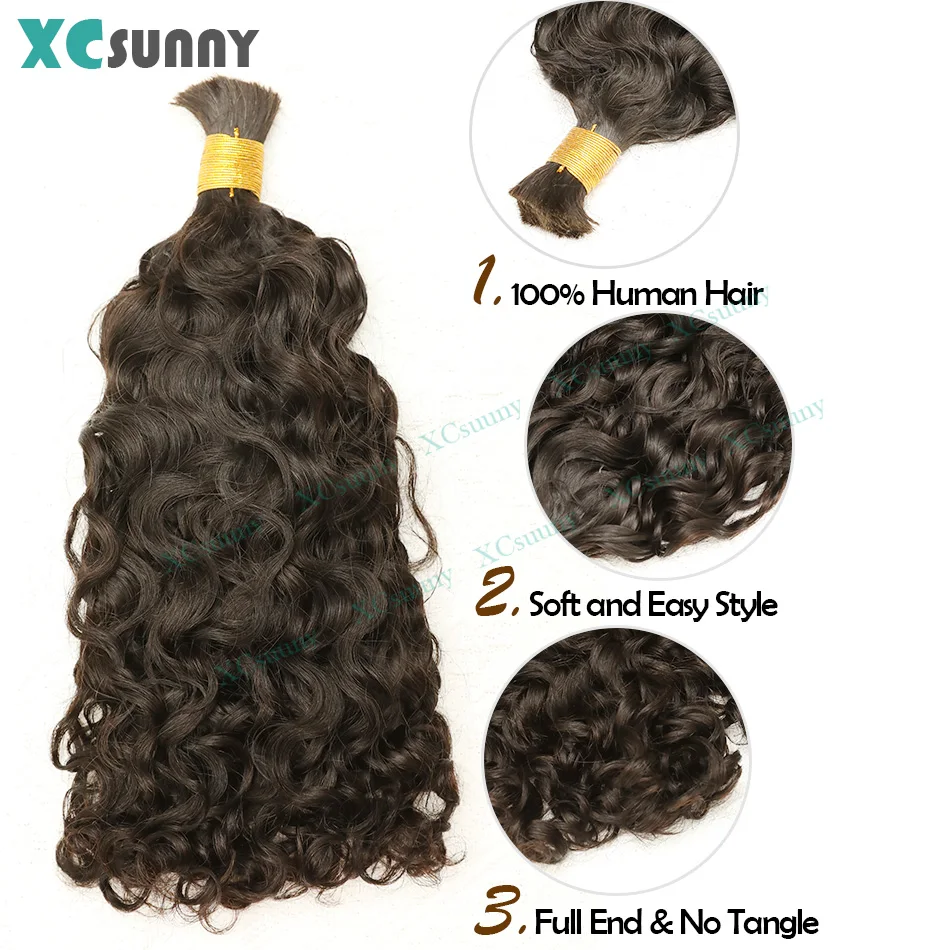 BULK Human Hair Water WAVE BULK Braiding Hair Extensions ผมหยิกสําหรับ Boho Braids Human Hair Bundles วาดคู่ขายส่ง