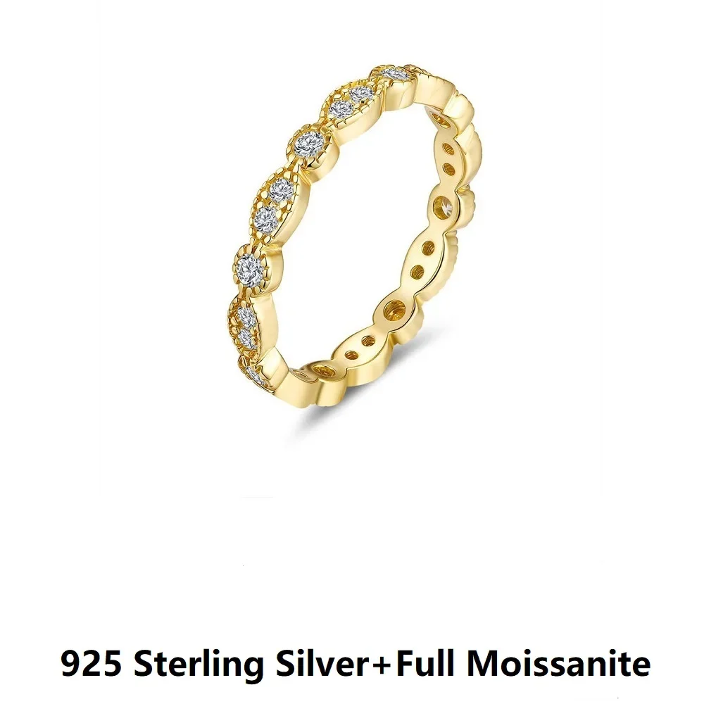 

Роскошное женское кольцо с блестящим муассанитом цвета D - свадебное обручальное кольцо для вечеринки и помолвки, позолоченное ювелирное изделие, подарок