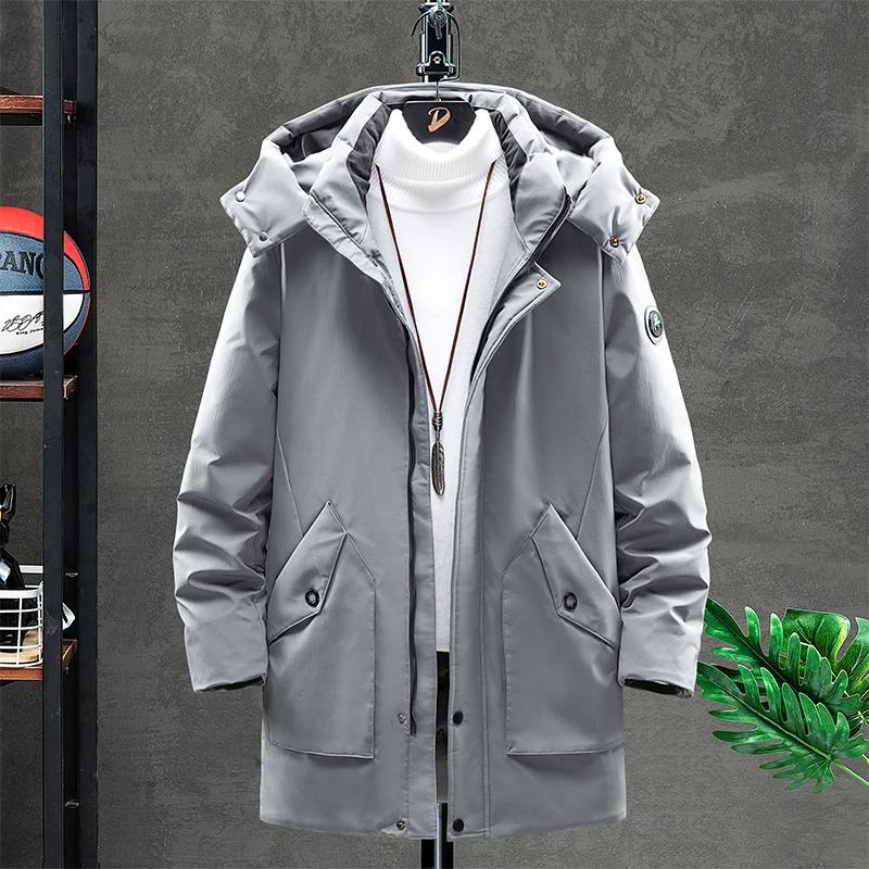 

Outdoor Cold and Wind Protection Men's Mid-length Mountaineering Down Jacket Classic White Duck Down Couple Cotton-padded Jacket