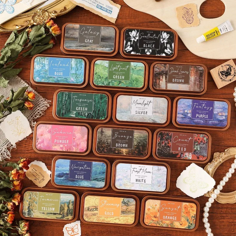 Vintage Tin Box Ink Pad Eco-Friendly Felt Stamp Pad for Journaling ScrapbookinDIY Craft Universal Soft Cottons Ink Stamper