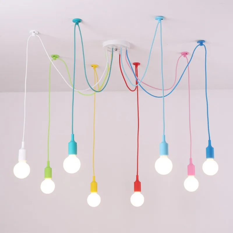 Modern Minimalist Pendant Lights Colorful Multi Head Ceiling Chandelier Bedroom Hotel Coffee Shop Restaurant Atmosphere Fixtures