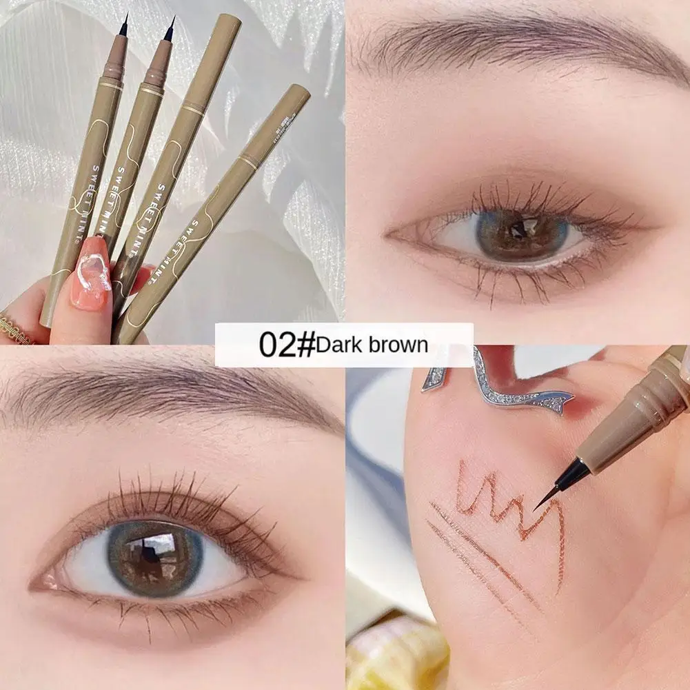 Ultra cienka główka płynny Eyeliner pióro wodoodporna trwała oko oko czarna kredka do makijażu matowe rzęsy szybkoschnące I7L4