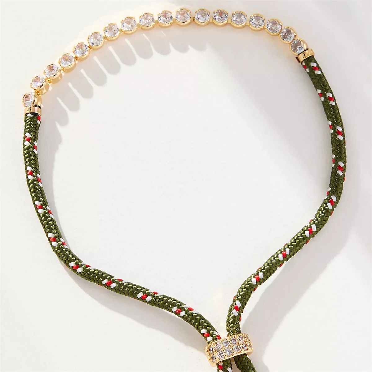 3-teiliges Modisches Mehrfarbiges Geflochtenes Seil-Armband mit Zirkon-Tenniskette, Handgefertigt und Verstellbar für Damen – Detail 6