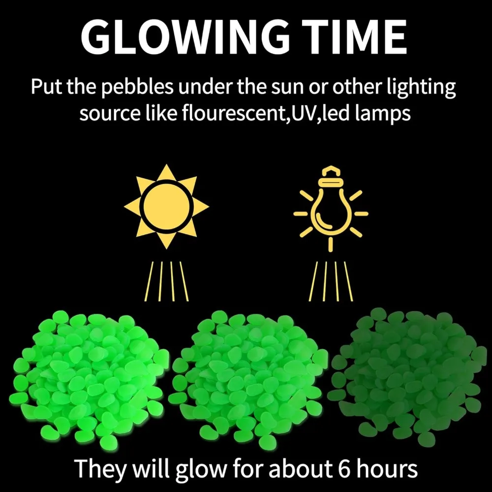 100 Pcs 1cm Mini Green Glow in The Dark Pebbles, Luminous Artificial Decorative Resin Stones, Rechargeable Fluorescent Rocks for Vase Filler, Succulent Plant Pot, Aquarium, Garden Walkway & DIY Craft Decor