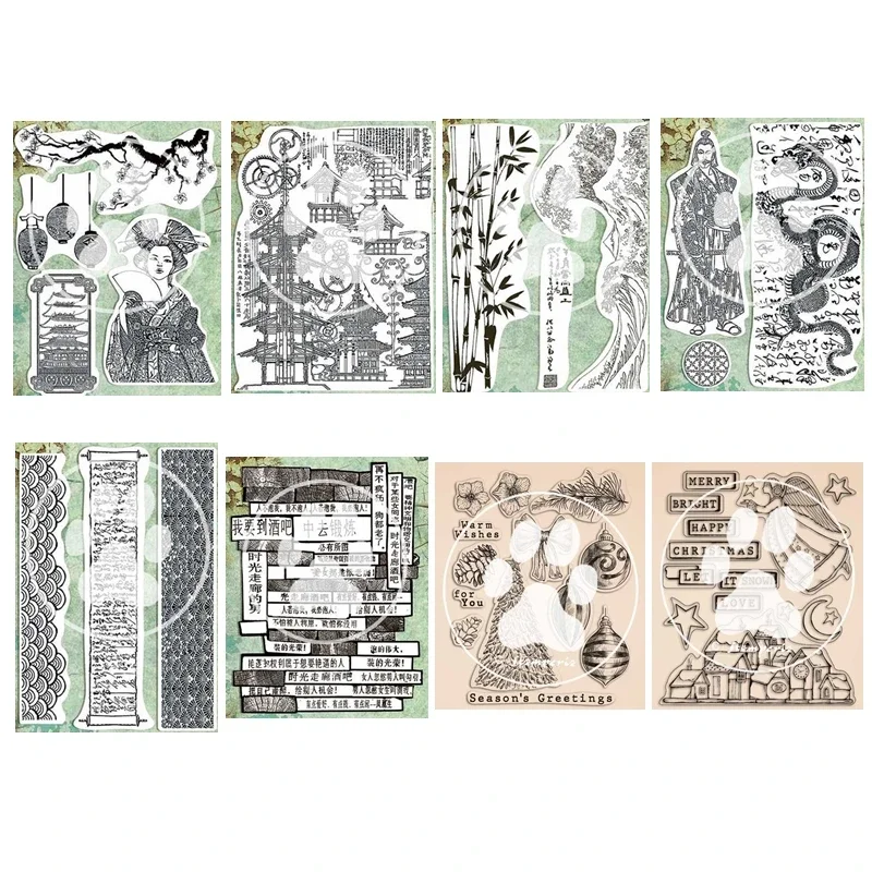 2022 DIY New Arrivals Clear Stamps Christmas For Scrapbooking Card Making Japanese Style Pavilion HD Natural Stamp Account Craft