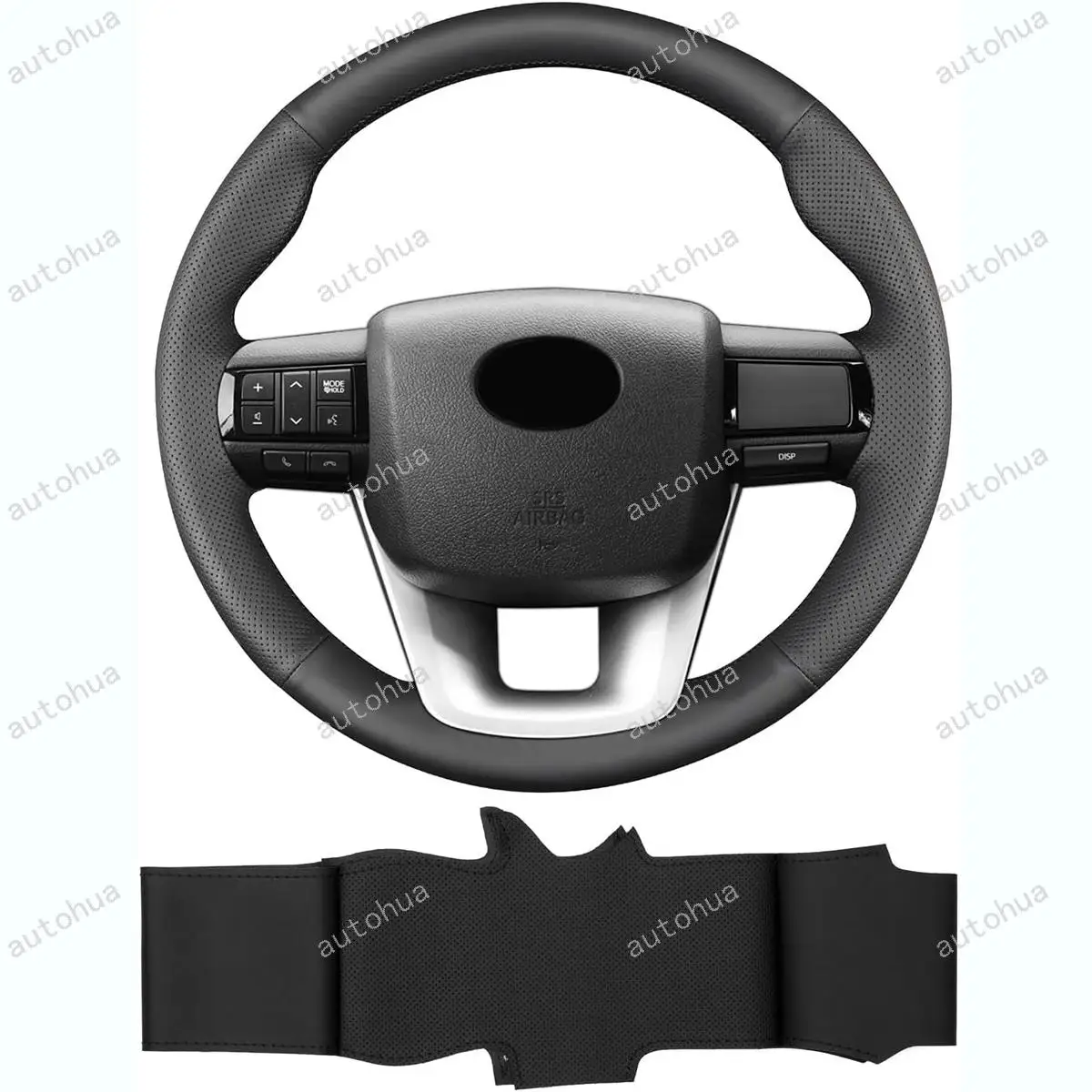 

Hand-Stitched Steering Wheel Cover for Toyota Hilux 2016 2021/Hilux Special Edition 2019 Non-Slip Breathable Cowhide Leather
