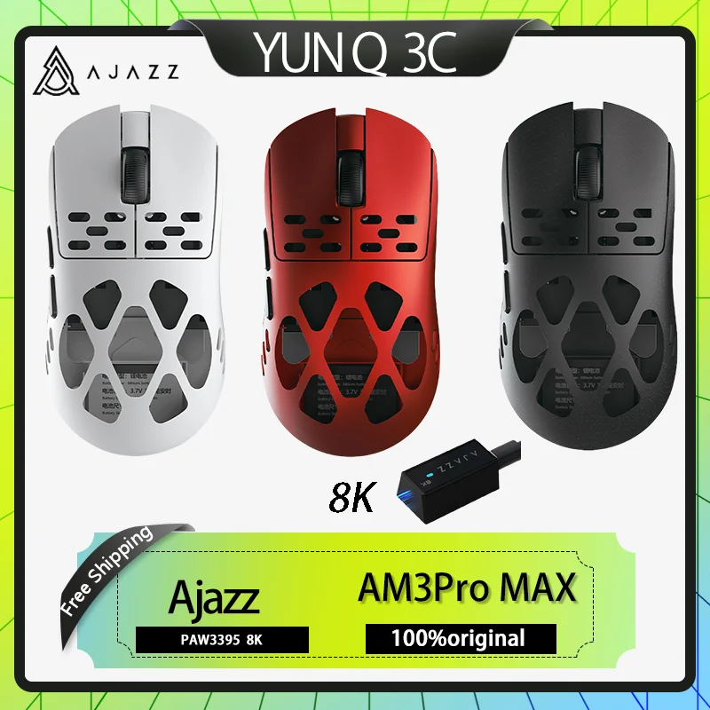 

Беспроводная игровая мышь Ajazz Am3 Pro Paw3950, 8k полая мышь из магниевого сплава, 49 г, легкая игровая мышь для киберспорта, подарок