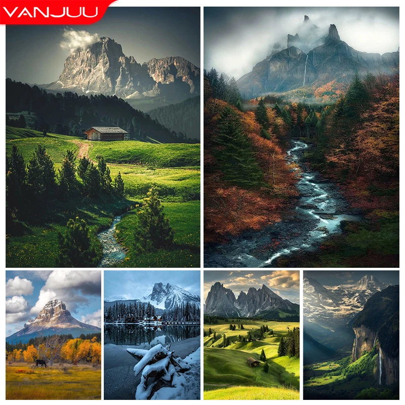 

Landscape 5D Diamond Painting Kit Cross Stitch Diamond Mosaic Mountain Full Diamond Embroidery Painting DIY Home Decor Gift