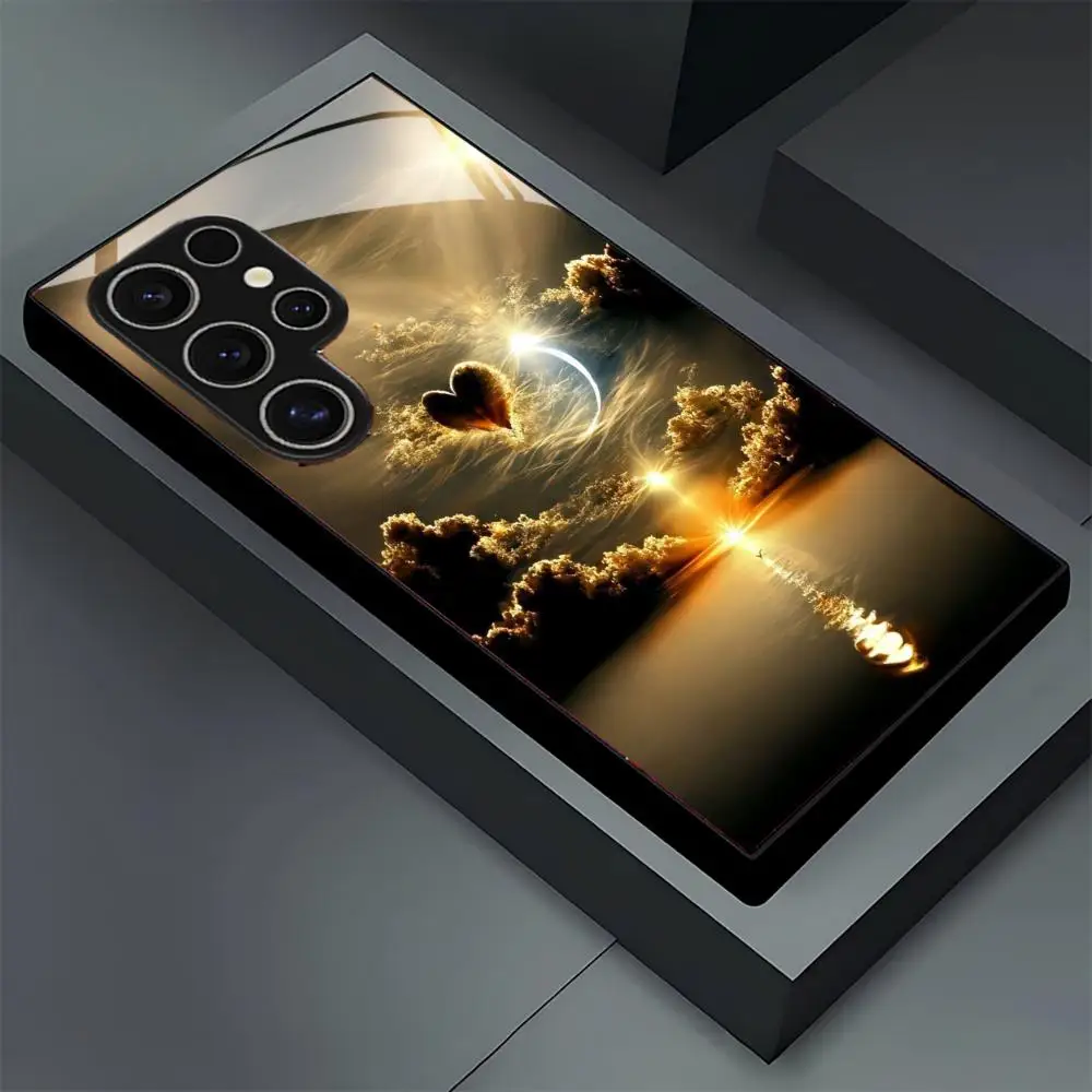 Sunset scenery glass Phone Case For Samsung Galaxy S26 S25 S24 S22 S23 Ultra S21 S20 Plus 5G Non-Slip Full Cover view 3