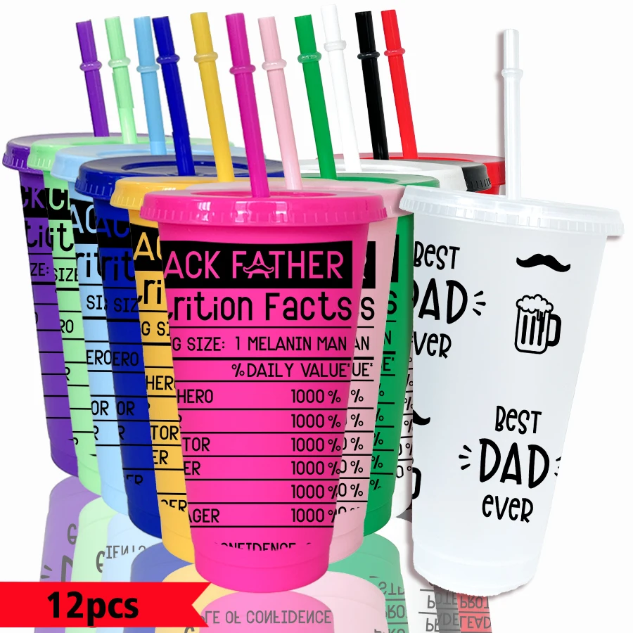 12pcs/pack text beard beer mug pattern 26oz colored plastic party cold drink mug for back-to-school birthday gift