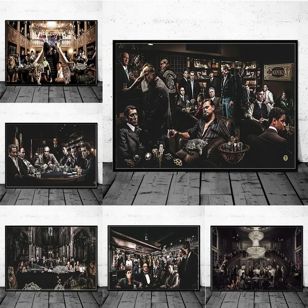 Classic Movie Legends Gangsters Poster and Print Canvas Wall Painting Art Godfather Character Picture for Living Room Home Decor