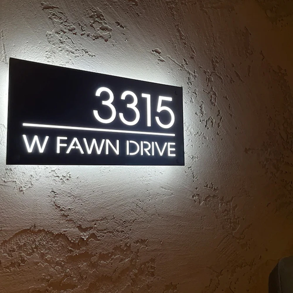 Imagem -04 - Acrílico House Address Street Sign Light Sinal Led Personalizado Luz Interior e Exterior Horizontal e Vertical Apartment And Custom Content Numbers