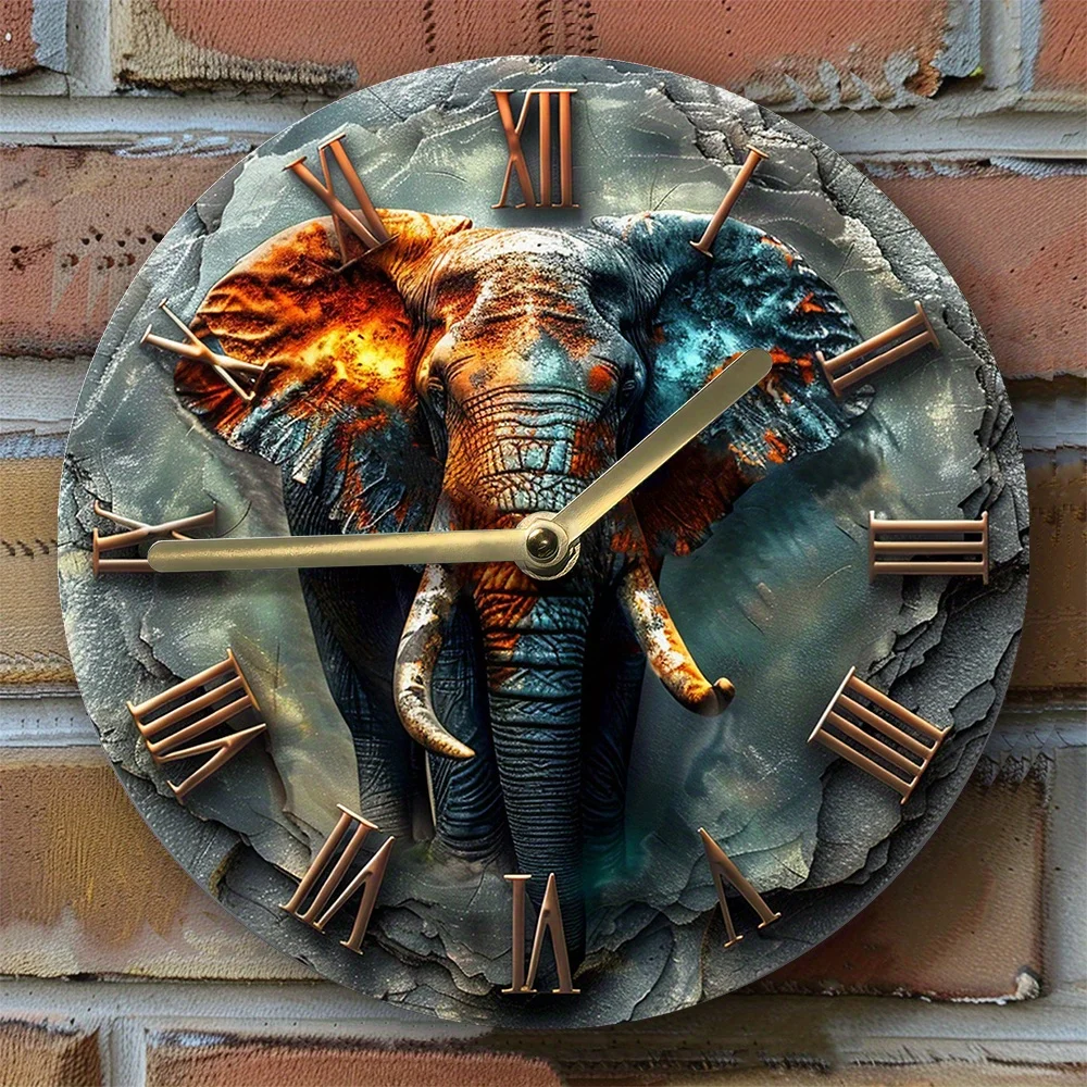 

Elegant Silent Elephant Wall Clock - Aluminum, Perfect for Summer & Independence Day Decor Wall Clock Modern Design