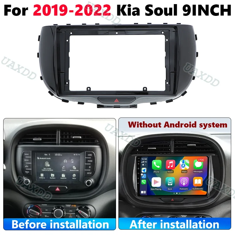 For 2019 Kia Soul UV 9 Inch Car Radio Android Stereo Audio Screen Multimedia Video Player Navigation Cables Harness Frame