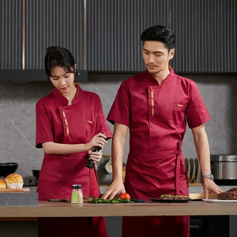 Uniform szefa kuchni Catering Koszula kelnerska Letnia Odzież dla kelnerów Restauracja Kuchnia Kurtka kucharska Odzież dla kelnerów piekarniczych Oddychająca siateczka na plecach