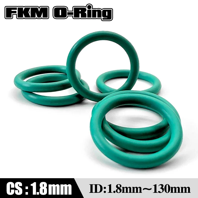 FKM O-Ring Seal Gasket CS1.8mm Oil Pressuer And Wear Resistant Automobile Fluororubber Oring Thickness OD5.36-39.06mm