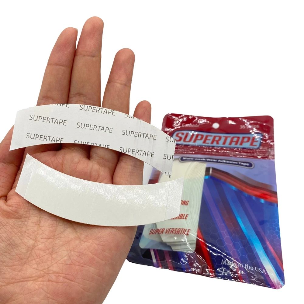 36 Stück C-förmiges weißes SUPERTAPE Klebeband für Perücken, Lace-Front-Tape, Toupet-Klebeband, 3 Wochen haltbar, 7,6 * 2,2 cm – Detail 1