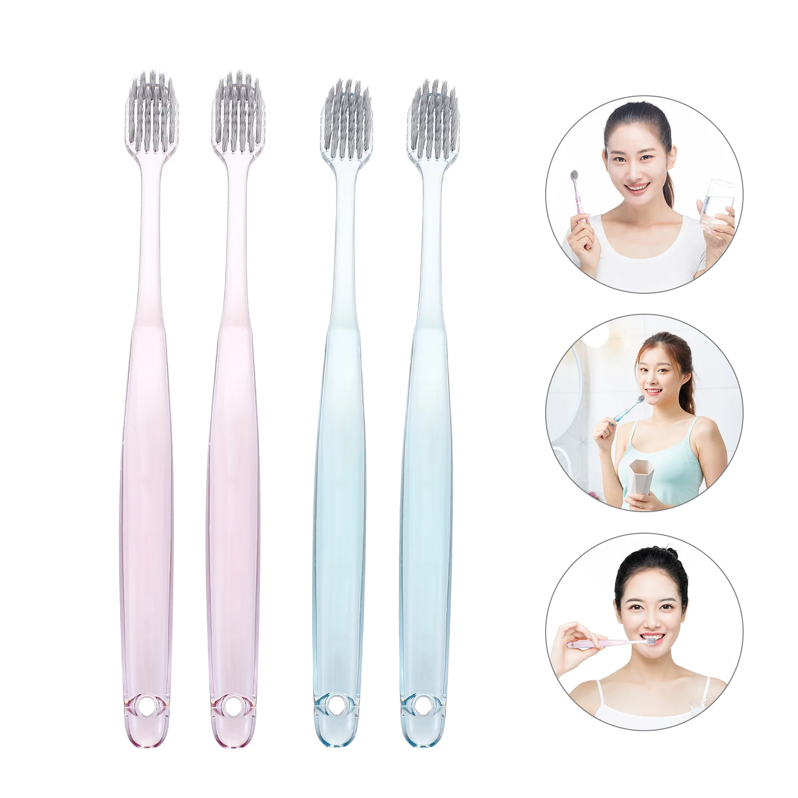 6 قطعة فرشاة أسنان فضية أيونية مضادة للبكتيريا شعيرات عالية الجودة لتنظيف عميق خط اللثة تصميم مريح فرشاة العناية بالفم للسفر #4