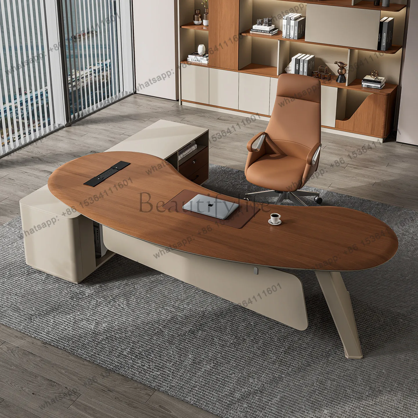 FG Display Conference Office Desk Executive Reception Design Office Desk Wood Monitor Universal Display Biurko Commercial Furnit