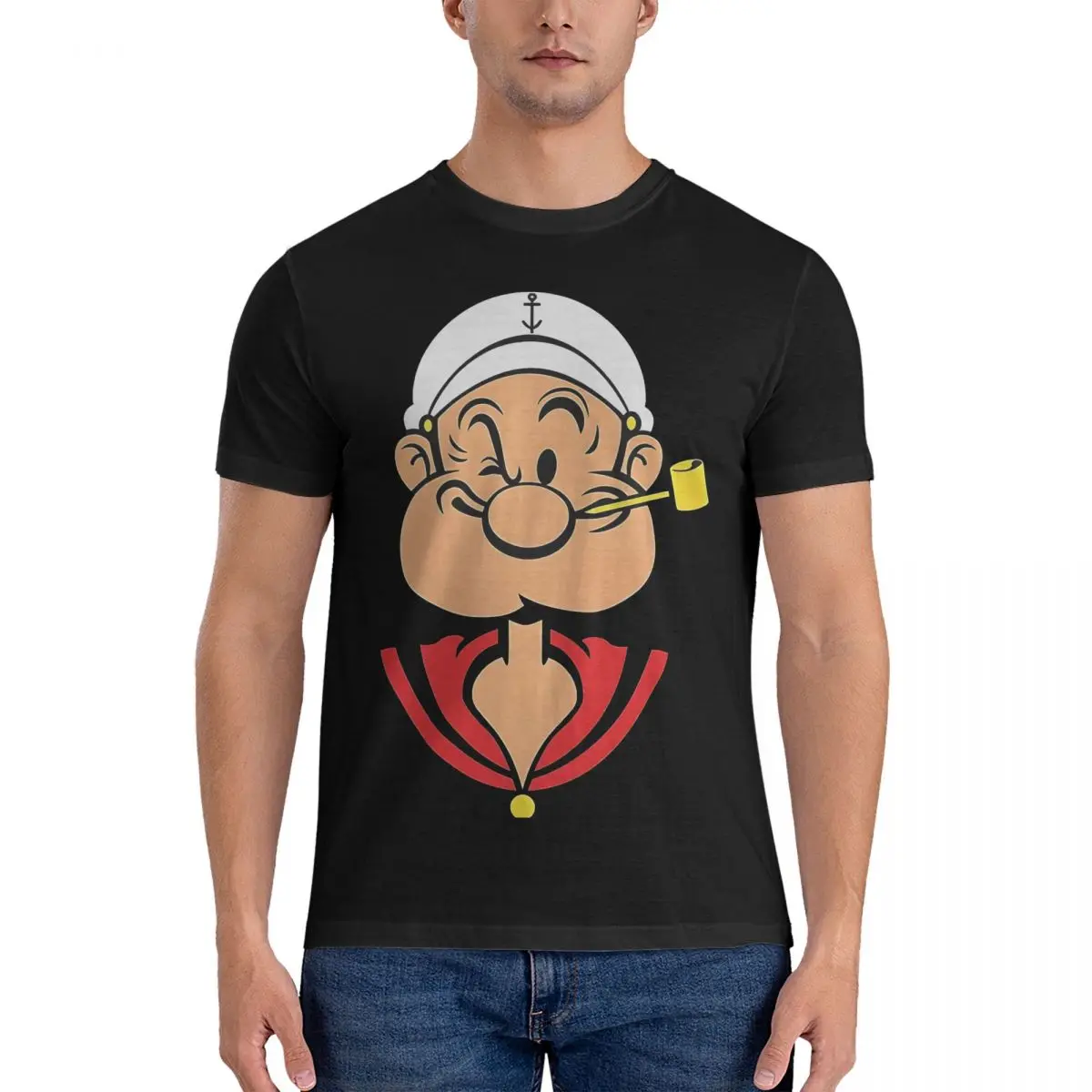 Laugh T Shirt Men Cotton Humor T-Shirts Round Neck P-Popeye Tee Shirt Short Sleeve Clothing Original