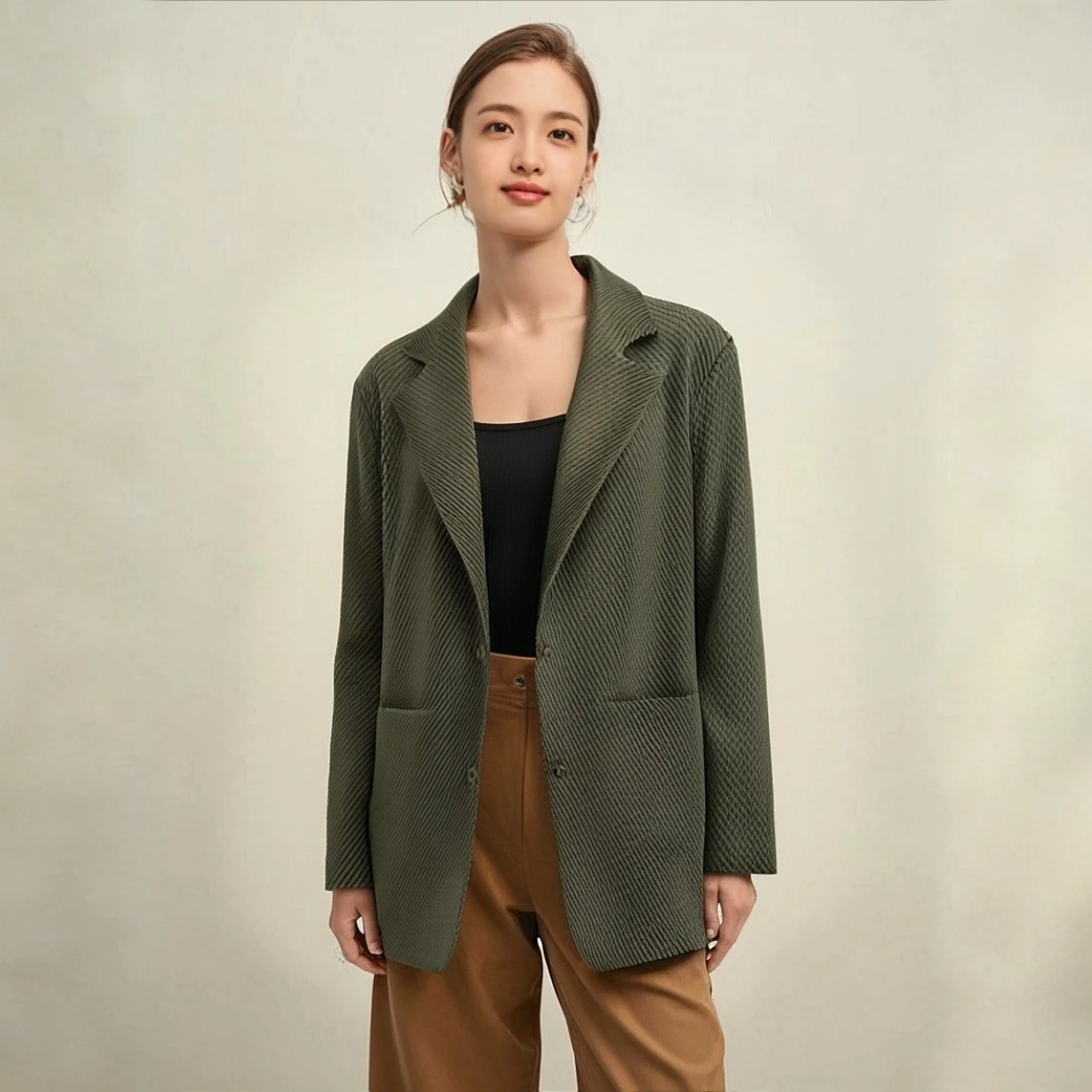 

Miyake Fold 2025 New Spring and Autumn Goddess Style Casual Suit Top with High end temperament and a sense of luxury Suit Coat