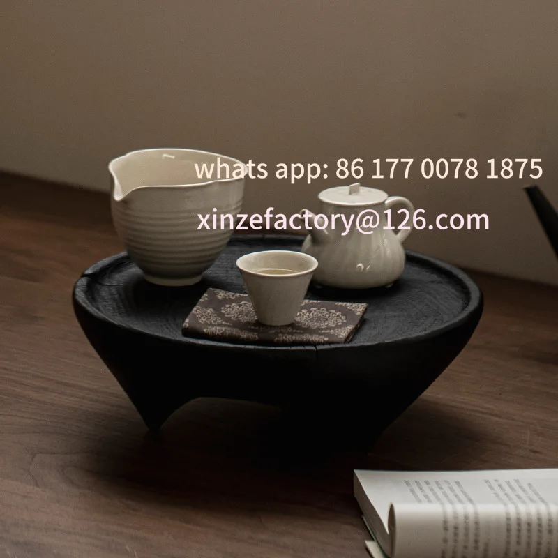 Customizable Solid Wood Charcoal Tea Table Chinese Style Air-Dried Bubble Plate Teapot Base Heat Proof Mat Home Creative Tea