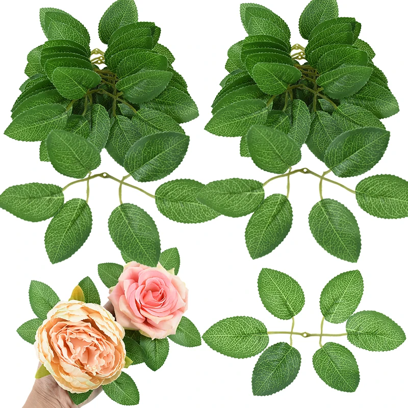 10/30Pcs Artificial Silk Rose Leaves Wedding Home Decoration Flowers Fake Plants Green Leaf For Christmas Wreath Gifts Box Decor