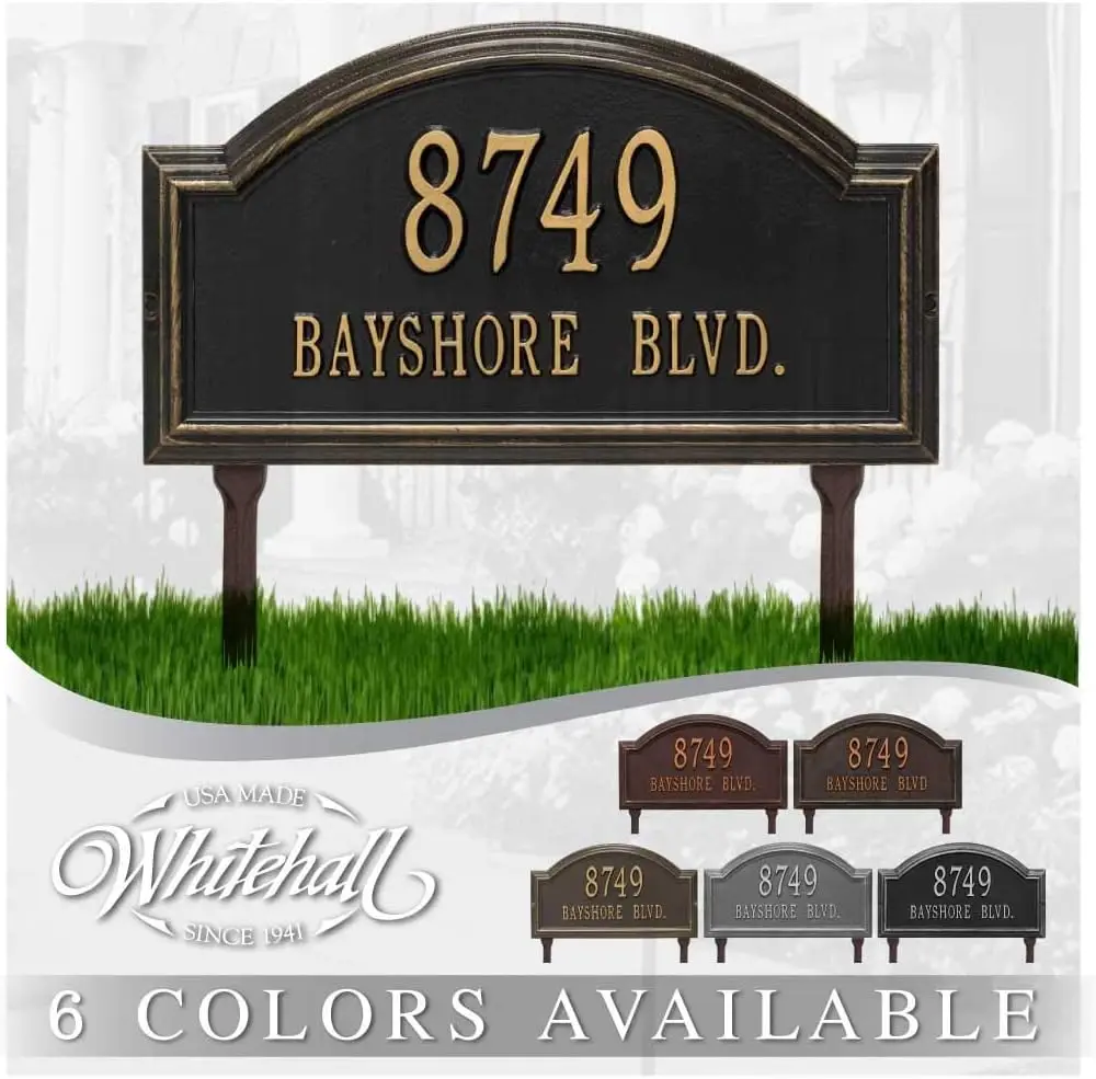 Custom Lawn Mounted Arch Address Plaque Metal House Number Sign