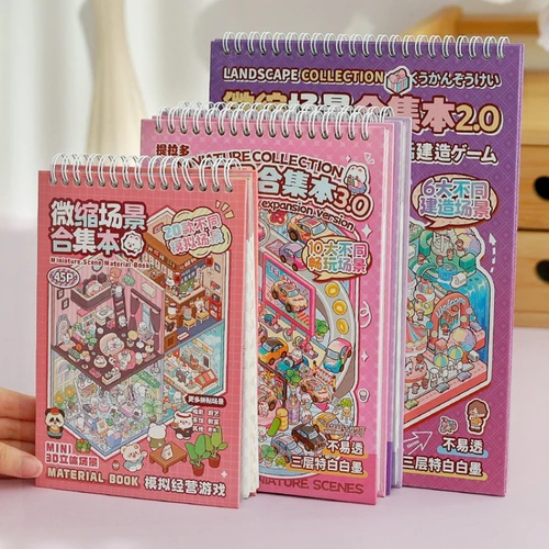 Colección de pegatinas de paisaje 3D, álbum de libros 1,0-3,0, escena de dibujos animados de talla grande, bricolaje, Festival, regalo de cumpleaños para pegatinas de escena infantil