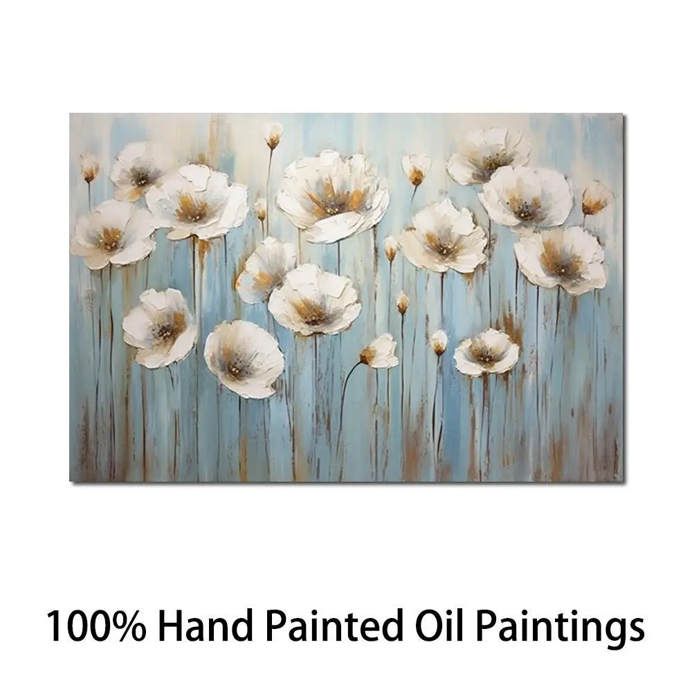 Modern Abstract Canvas Art Poppies Handmade Textured Oil Painting Beautiful Flowers Artwork Contemporary Home Decor Large