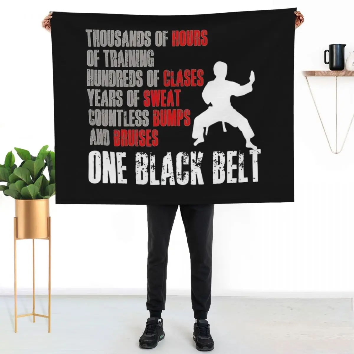 One Black Belt Taekwondo Throw Blanket Flannel Fabric Quilt warm for winter Bed linens Nap Soft Beds Blankets