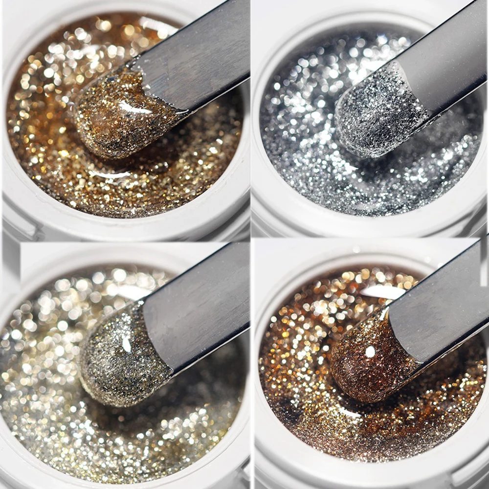 

5g*4Colors Glitter Gel Nail Polish Set 3D French Nail Art Painted Liner Gel DIY Holo Flash Chrome Platinum Painting Drawing Gel*