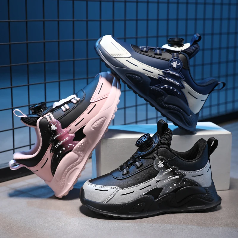

New Children's Leather Casual Shoes For Boy Girls Outdoor Running Sneakers Breathable Mesh Kids School Walking Sport Non Slip