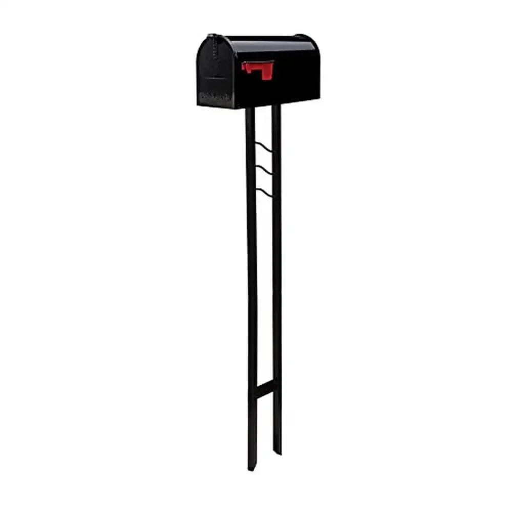 

Mailbox Kit Galvanized Steel Medium Capacity Black Post Mount Installation Decorative Details Dual-Reinforced Rust-Resistant