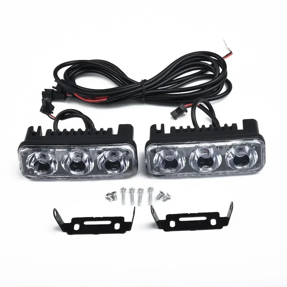 2Pcs Car 3LED Super White High Power Work Lights 6000K~7000K DRL Daytime Running Lights Universal LED Led Fog Lamps Accessories