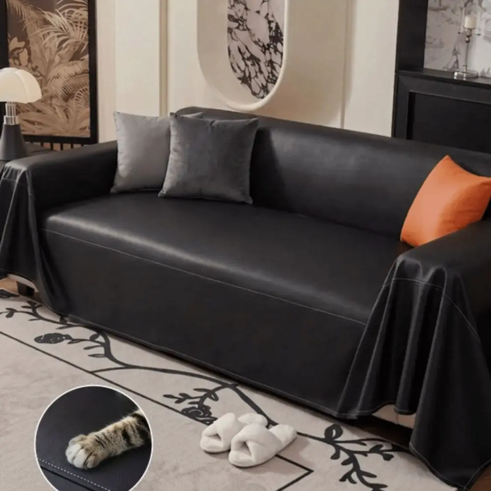 Waterproof PU Leather Sofa Cover Anti-scratch Wear-resistant Couch Seat Protector Stain-Resistant Full Cover Slipcover Kids