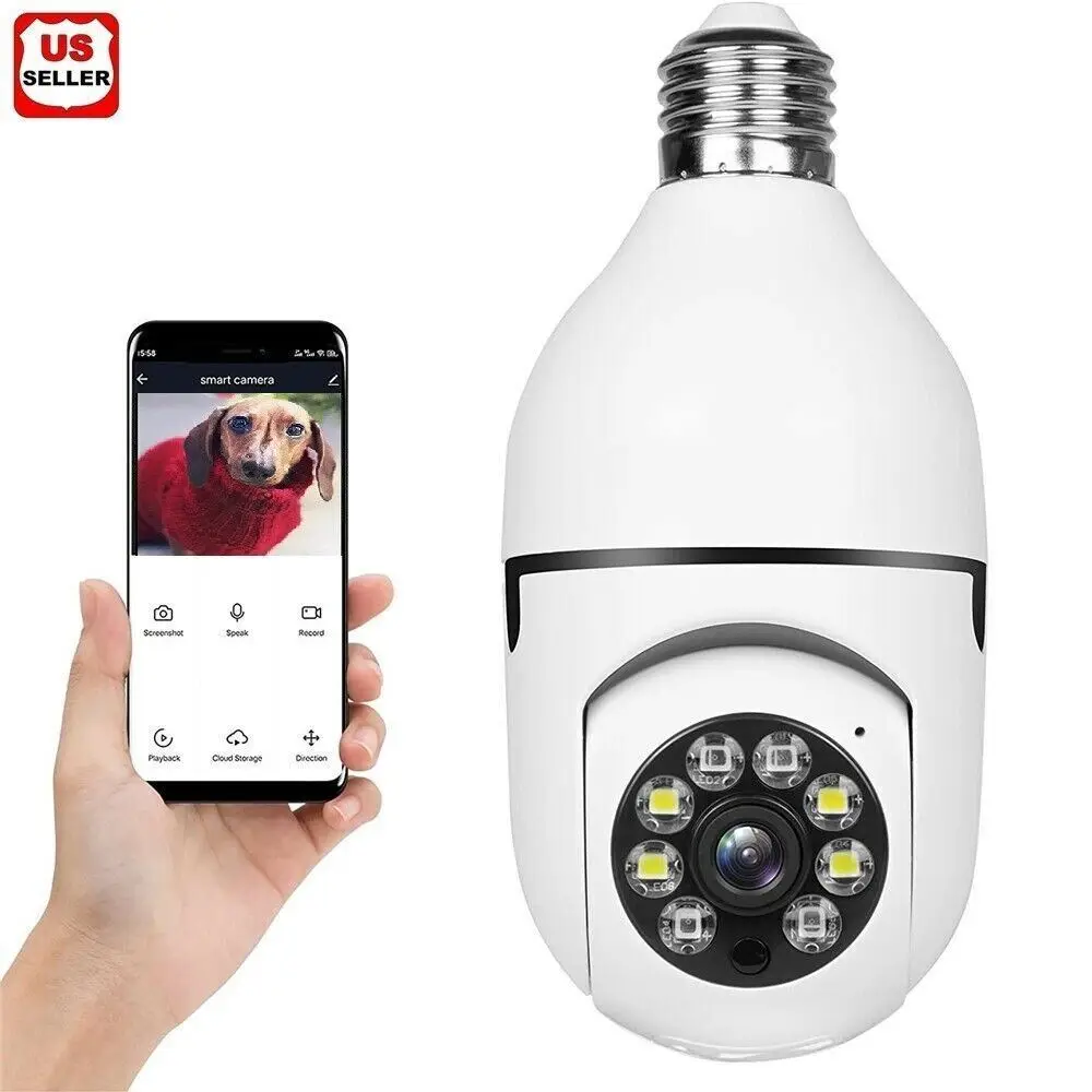 Cámara con bombilla de 360 °, wifi, IR, nocturna, seguridad inalámbrica para casa inteligente, 1080p, IP, E27